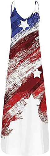Panoegsn American Flag Maxi Dresses Womens Plus Size Sizeseless Dress 4th July Independence Day Dress Summer Casual SunSress