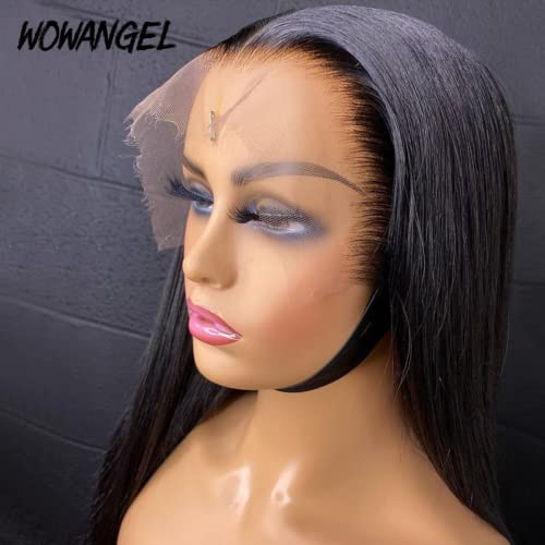 Wowangel 13x6 Silk Silk Like Skin Like HD Real Lace Front Wig, Full Frontal 250% Densidade Limpa Pré-Ruzinada Prazada com Nó minúsculo