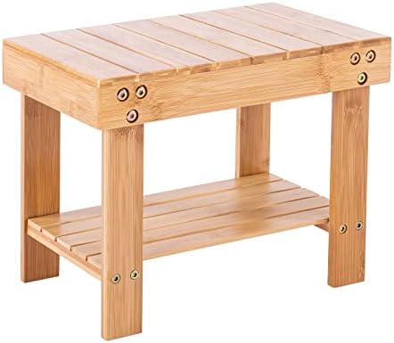 Apicizon Small Step Dout for Kids Adults, Baídos de banco de madeira de bambu com prateleira de armazenamento, banquinho de