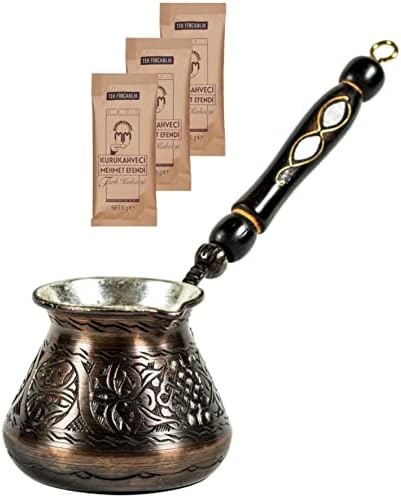 Copper Turkish Coffee Pot Cezve | Presentes do dia dos pais da esposa filha filho filhos para os pais amantes do café | Casa de café turca de 14 onças