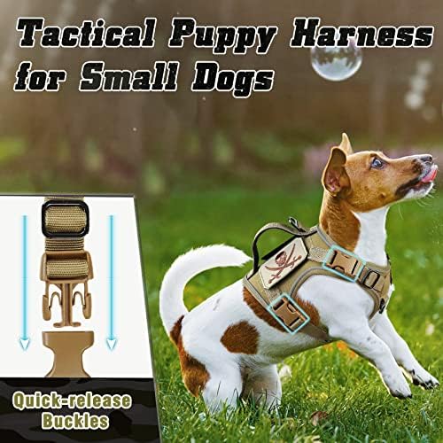 Salfse Tactical Dog Arnness Pequeno, arnês de colete de cachorrinho militar K9, sem extração de arnês de cães de treinamento