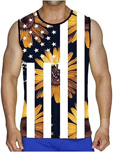 Wodceeke American Flag Tank Men, camisas musculares para homens moda 4 de julho Camisas 1776 Tampas de ginástica gráfica sem mangas