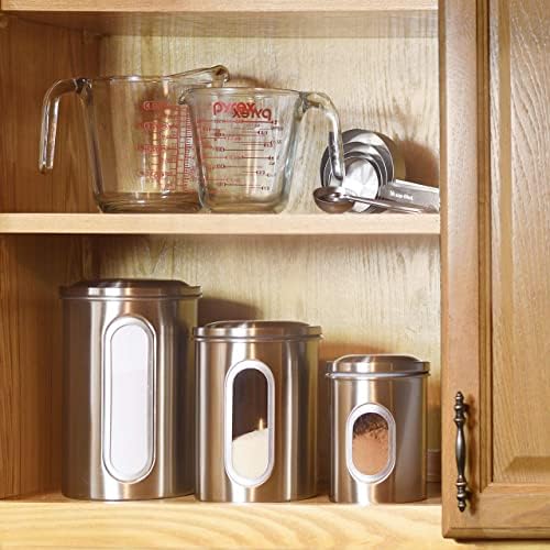 Conjuntos de vasilhas para balcão de cozinha - Conjuntos de decoração da cozinha - Aço inoxidável escovado - recipientes