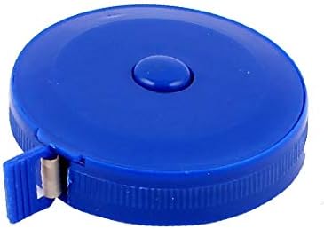 X-Dree 60 1,5m Plástico redondo Botão Pressione o botão retrátil da régua de fita de fita de dupla fita azul (60 '' 1,5m