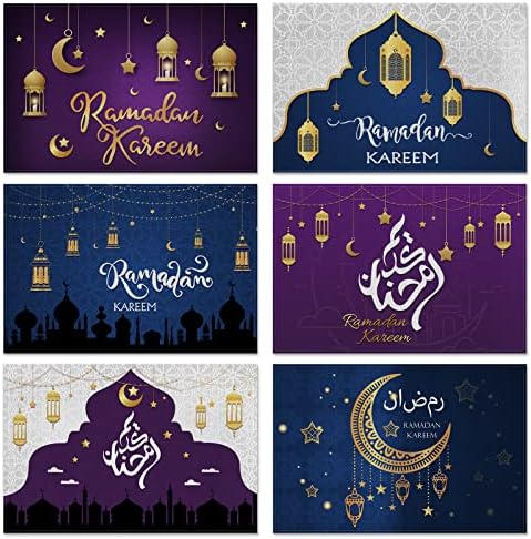 Ramadã Kareem Placemat Conjunto de 6, Eid Mubarak Placemats 12x18 polegadas Lâmpada da lâmpada da lua Igreja Eid Place
