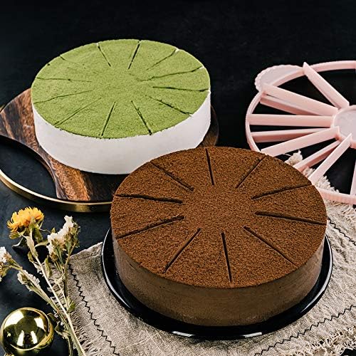 Fatia de bolo redonda e marcador de torta de torta, divisor de bolo, cortador de cheesecake, marcador de porção de bolo de dupla face, 14 ou 16 fatias-trabalhos para bolos de até 16 polegadas de diâmetro