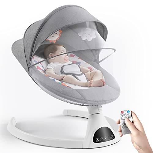 Baby Swing para bebês, Swing de bebê portátil elétrico para recém -nascido, tela de toque Bluetooth/controle remoto Função