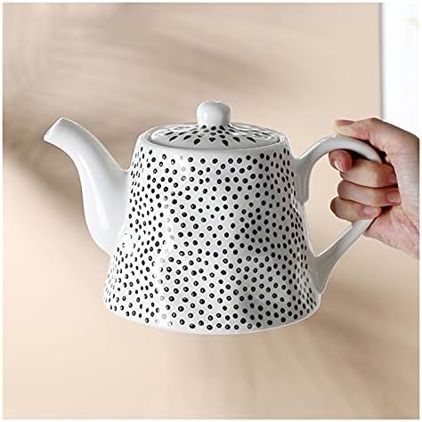 Arremessador simples preto ponto chaleira jarra de cerâmica com alça e tampa para suco, chá perfumado, bebidas quentes e frias （50,7 oz） service de bebidas