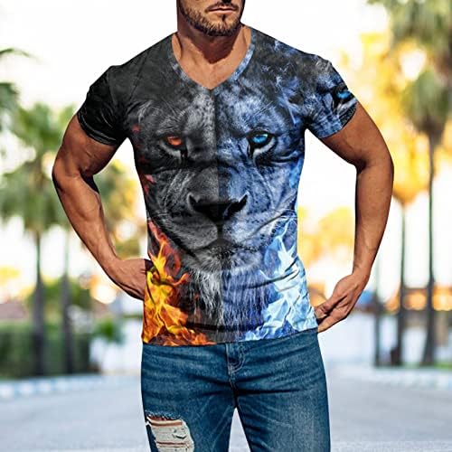 Mens primavera no verão esportes casuais confortáveis ​​confortável e magro de manga curta V camiseta de pescoço com capuz