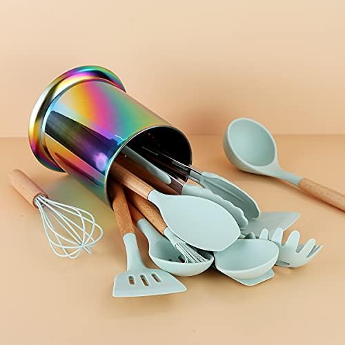 Titular do utensílio de arco -íris, Berglander Aço inoxidável Titânio Titanium colorido utensílios de cozinha para bancada, utensílio