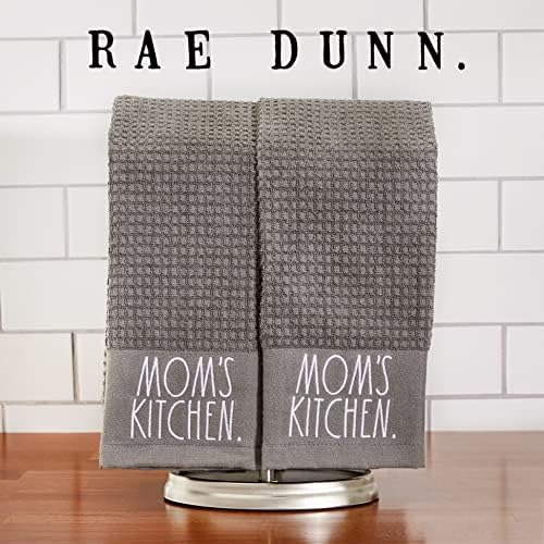 Rae Dunn Conjunto de 2 toalhas de mão para cozinha e banheiro, algodão, toalhas de prato do dia das mães bordadas 16 polegadas x 26 polegadas de toalhas de mão decorativa