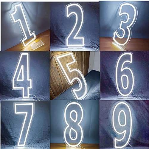 Número do LED 0-9 Sinal de neon 11 x 30 polegadas de altura Dimmível Número de néon Age Letters Lights para festa de