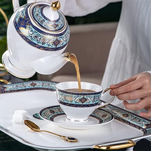 Trexd Palace Style Bone China Coffee Cup e Pires Conjunto, Conjunto de Tea Europeu, Copo de chá da tarde britânico