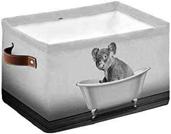Cesto de armazenamento cooal coala australiana de animais na lixeira de banheira com alças, banheiros de cubos de armazenamento