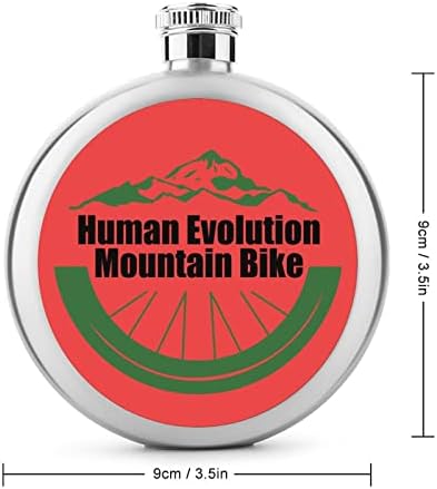 Liquor de bicicleta de montanha de evolução humana com tampa de tampa 5 onças de aço de aço quadril balão portátil de vinho para bebidas presentes para homens