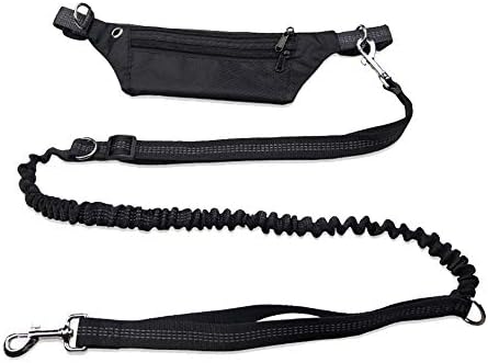 Zhying Hands Free Dog Leash, com bolso, corda de estimação forte de nylon reflexivo, cintura ajustável, para correr treinar para caminhadas Treinamento