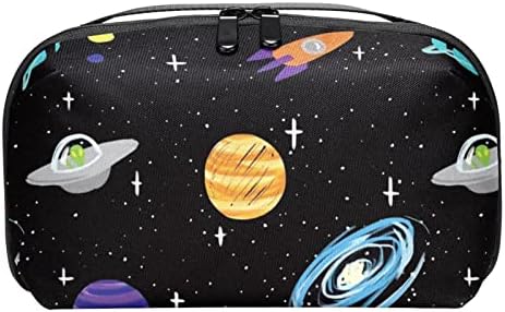 Carteira de bolsa de bolsa de viagem de caixa de transmissão de caixa de transportar Cabôs USB Organizador de bolso zíper, galáxia do espaço do desenho animado Planeta