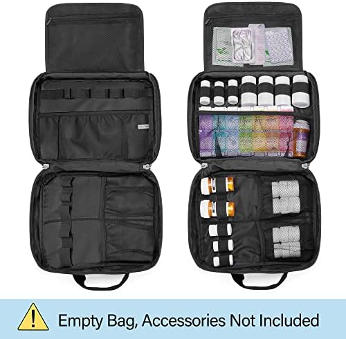 Bolsa de armazenamento de medicina Curmio Organizador de garrafas de comprimidos de travável com bolsas portáteis com zíper para kits