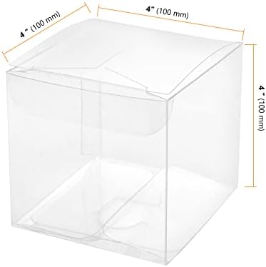 Seunmuk 50 PCs 4 x 4 x 4 polegadas Classe de plástico de plástico, caixas claras para favores, caixa de presente transparente