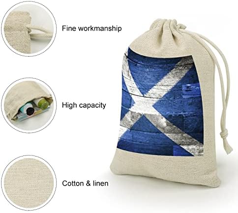 Bandeira da Escócia Bolsas de armazenamento de cordões de madeira velha bolsas de doces de doces reutilizáveis ​​dobráveis ​​e