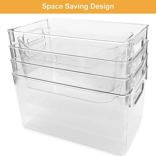 Conjunto de 6 caixas de armazenamento de organizador de plástico transparente, organização de cozinha perfeita ou armazenamento