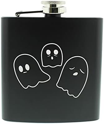 Decoração assustadora de Halloween Fantasmas fofos de Halloween 6 oz de aço inoxidável Flask de quadril preto
