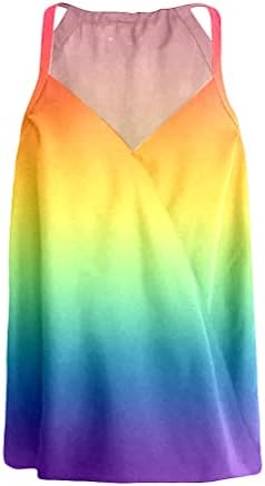 Camisas de Páscoa para mulheres plus size mulheres casuais cami top v gradiente de pescoço de pescoço de pescoço impressa no verão sem mangas sem mangas
