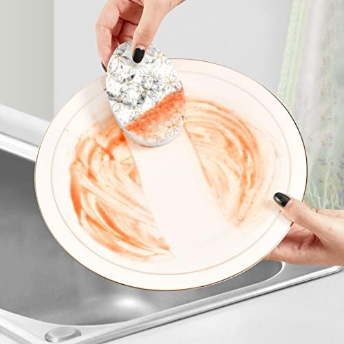 Alaza padrão geométrico de mármore cinza esponjas naturais esponja de celulares de cozinha para pratos lavando banheiros e
