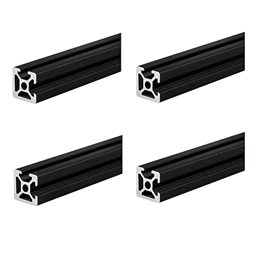 Coavoo 4 pacote 2020 t slot de alumínio preto Extrusão 2 tampas 61,81 polegadas / 1570 mm de comprimento, alumínio extrudado 20mm x 20mm 20 mm do tipo t perfis de tipo t anodizada quadro ferroviário linear europeu