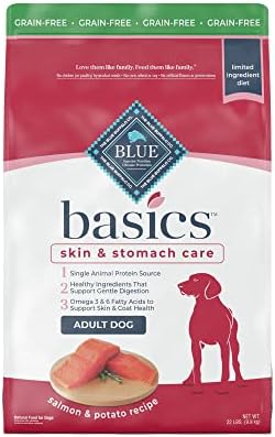 Blue Buffalo Basics Skin & Stomuthuture, grãos livres de grãos adultos com alimentos para cães secos naturais, salmão