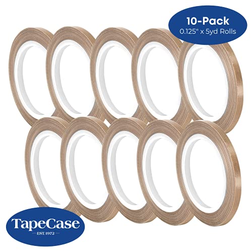 Taquecase 134-5 Ptfe Tan Fita de fibra de vidro resistente à abrasão, adesivo de silicone, grau industrial - 7 Largura, 36 iyd Comprimento