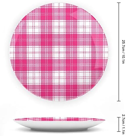 Placa de decoração rosa e branca Tartan Plaid Design Design China com placa decorativa redonda de placas casta