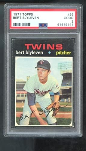 1971 Topps 26 Bert Blyleven Rookie RC PSA 2 Cartão de beisebol graduado MLB Twins