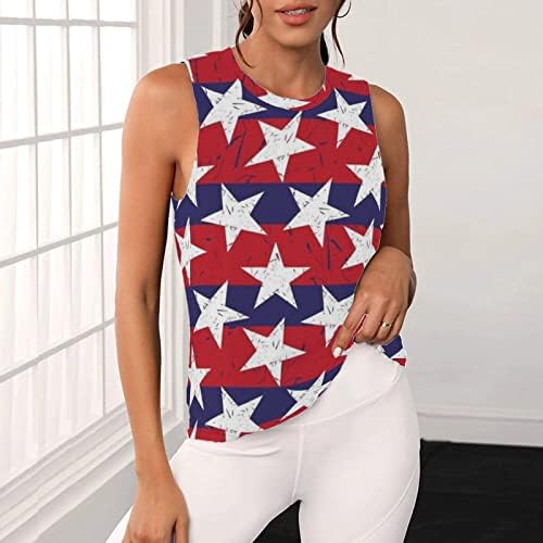 Tampo de tanque para mulheres, bandeira americana feminina 4 de julho Tops Tops Summer Beach camise