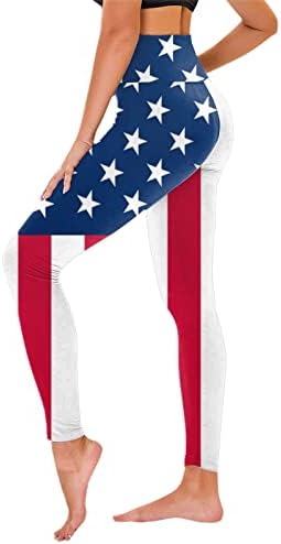American Flag Patriótico Legging Feminino Controle dos EUA FAGN FAGN FLIM FENL FENK TRAÇÃO TRANSPECIMENTO DE COMPRESSÃO DE COMPRESSÃO