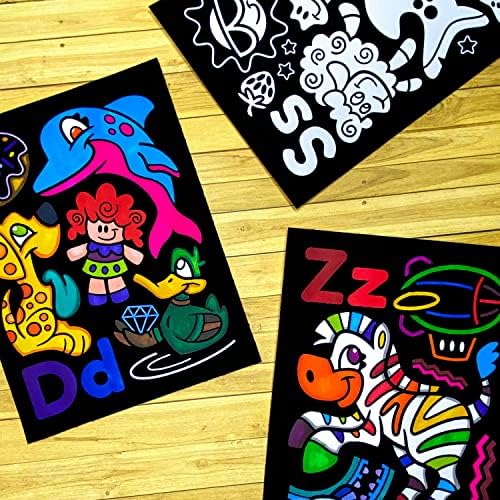 Stuff2Color Super Pack de 18 pôsteres de coloração de veludo difusos - Ótima coloração e lernagem para crianças para a escola e a atividade doméstica [meninas, meninos, crianças pequenas, adolescentes, adultos]