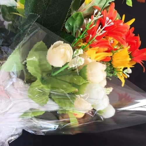 100 PCS embalagem de flores bolsa transparente, flores de buquê de buquê transparente celofane adequado para loja de flores, embalagem
