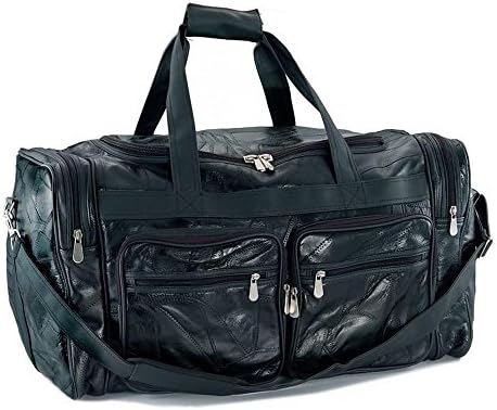 Goson artesanal de couro costurado bolsa de mochila grande de viagem de viagem durante a noite bolsa de mão preta