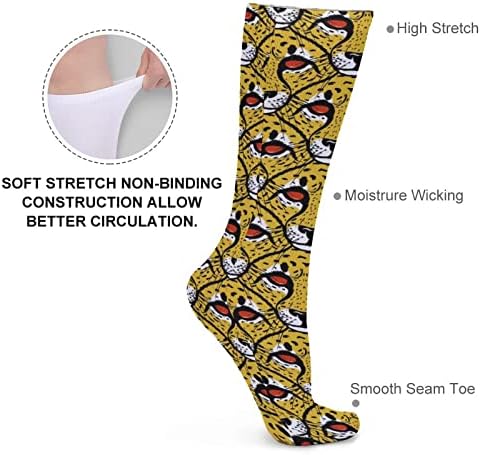 Weedkeycat Cheetah Face Meias grossas Novidade impressão engraçada gráfica casual casual meias de tubo médio para o inverno