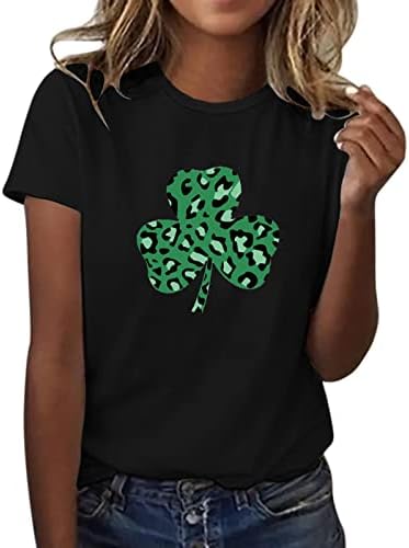 Camisetas do Dia da CGGMVCG St. Patricks para mulheres Lucky Patten Fashion Casual Camisetas verdes de mangas curtas para mulheres