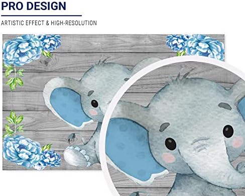 Allenjoy Rustic Grey Wood Elephant Backdrop Supplies para chá de bebê azul floral é um garoto recém