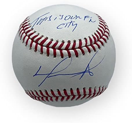 David Ortiz assinou o Baseball OMLB autografado com Esta é a nossa cidade de F'in JSA - bolas de beisebol autografadas