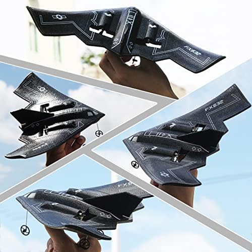 FISCA RC Airplane Control Remote B-2 Spirit Stealth Bomber Plane, Drone de espuma 2CH de 2,4 GHz pronto para voar brinquedos para crianças e adultos