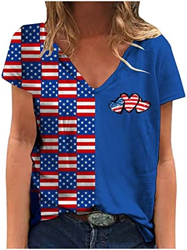 American Flag Tir camiseta para mulheres v pesco