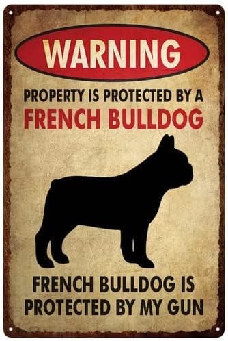 QKIODS Aviso French Bulldog Vintage Aluminium Metal Sign Retro para banheiro de banheiro Home 8x12 polegadas