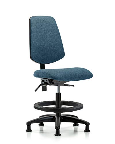 Labtech Seating LT42306 Cadeira de bancada média, tecido, base de nylon de fundo médio - inclinação, anel preto do pé,