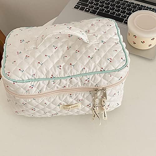 Bolsa de maquiagem de algodão juoxeepy Bolsa de cosméticos de viagem grande bolsa estética acolchoada bolsa de higiene