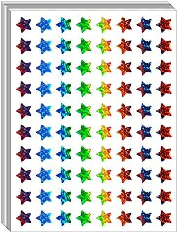 2400pcs pequenos adesivos de estrela para crianças recompensa, 30 folhas Holográfico glitter de cor de arco -íris de cor, adesivos