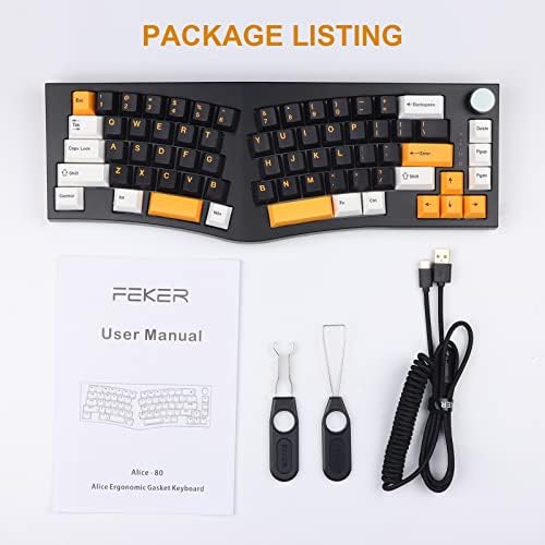 Epomaker Feker Alice Layout Junta 68-Key Hot Swappable Bluetooth/2,4 GHz/Tipo-C teclado para jogos com fio/sem fio, com bateria de