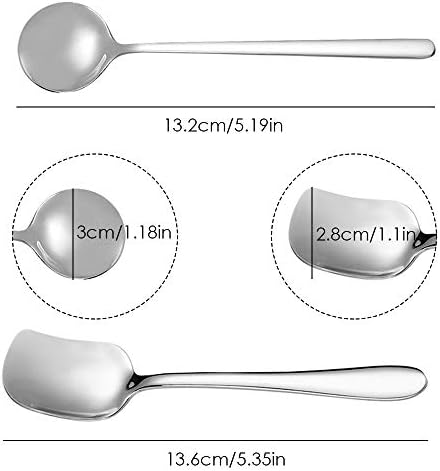 Conjunto de 8, Sonku Stoinless Stone Spoons Mini Cheaspoon para iogurte, sorvete, frutas, sobremesa, café, bolo-prata